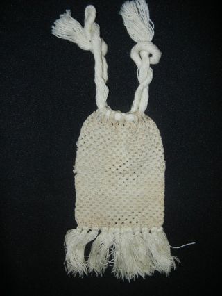 Oblong Vintage Hand - Crochet Ecru Purse Approx 9 " Long X 5 " Wide Heavy Thread