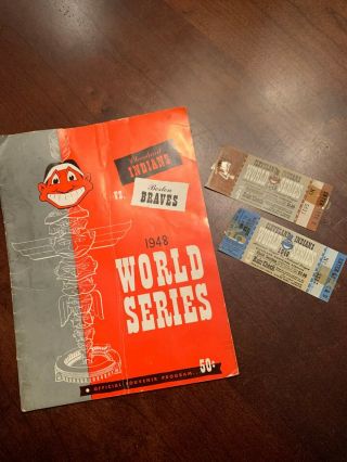 Cleveland Indians Vs Boston Braves 1948 World Series Program Plus Game Stubs