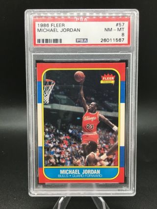 1986 Fleer Basketball 57 Michael Jordan Hof Rc Psa 8 - Nicely Centered Example
