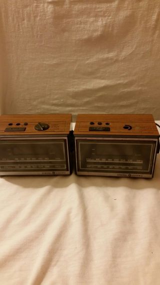 2 Vintage Ge General Electric Digital Alarm Clock Am/fm Radio 7 - 4620f,  Red Led