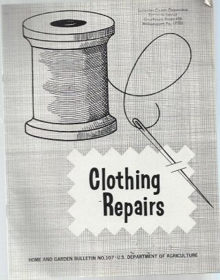 Vintage Home And Garden Bulletin Us Dept Of Agriculture 1976 Clothing Repairs