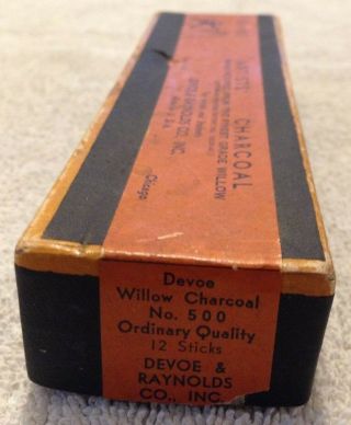 Vintage Devoe & Raynolds Artists ' Charcoal With Box 3