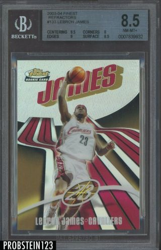 2003 - 04 Topps Finest Refractor 133 Lebron James Cavaliers Rc /250 Bgs 8.  5