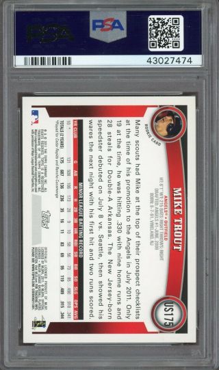2011 Topps Update Target Red Border US175 Mike Trout RC PSA 8.  5 LOOKS NICER 2