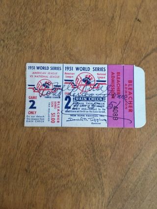 1951 World Series Ticket Ny Yankees Giants G2 Mickey Mantle 1st Hit Mays Rc
