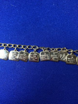 Vintage Ten Commandments Complete Gold Tone Charm Bracelet 6.  3 " Christianity