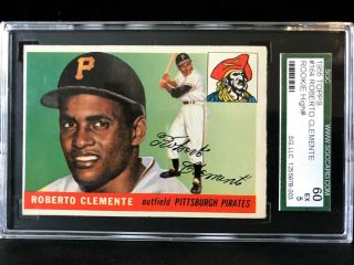 1955 Topps Roberto Clemente 164 Rookie Pittsburgh Pirates Sgc 5 Ex