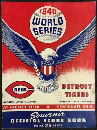 1940 World Series Program Crosley Field Detroit Tigers Vs Cincinnati Reds Mlb