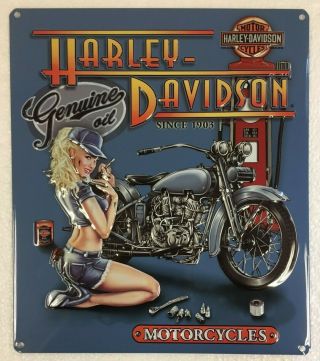 Ande Rooney Harley Davidson Mechanic Babe Tin Motorcycle Sign Hd Girl Garage