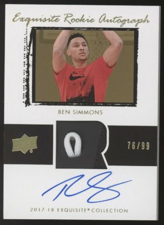 2017 - 18 Ud Exquisite Tribute Ben Simmons Goodwin Champions Patch Rc Auto 76/99