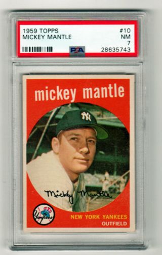 Mickey Mantle 1959 Topps 10 Psa 7 Near - Centered High End Wow