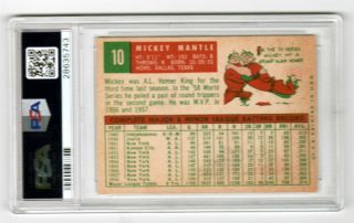 MICKEY MANTLE 1959 Topps 10 PSA 7 Near - CENTERED HIGH END WOW 2