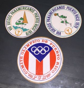 1979 Puerto Rico Decals Stickers Panamerican Games & Pr Flag,  Scarce