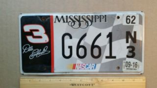 License Plate,  Mississippi,  Nascar 3,  Dale Earnhardt,  G 661