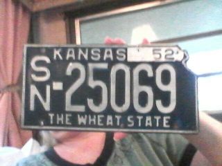 1951 Kansas License Plate With 1952 Metal Date Tab