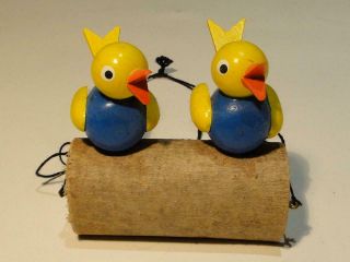 Vintage Steinbach Germany Blue/yellow Birds On Branch Wood Christmas Ornament