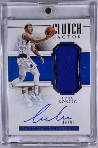 2018 - 19 National Treasures Luka Doncic Clutch Factor Rookie Patch Auto 44/99
