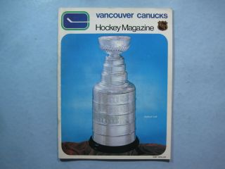 1970/71 Vancouver Canucks Los Angeles Kings 1st Nhl Hockey Program Stanley Cup
