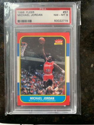 1986 Fleer Michael Jordan Rookie Card Psa 8