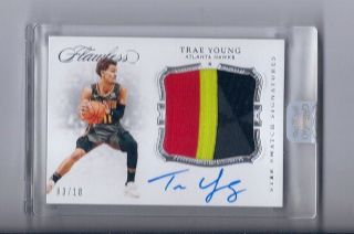 18/19 Flawless Basketball Trae Young 3clr Star Swatch Auto 3/18 Rc Game Worn
