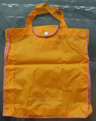 Vtg.  Jal Japan Airlines Logo Orange Nylon Travel Tote Bag