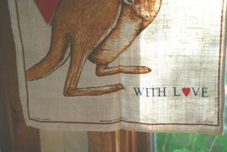 vintage tea towel - linen Quantas Airways,  kangaroo 3
