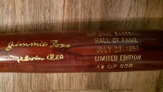 1951 Baseball Hall Of Fame Hof Induction Bat Limited 42/500 Jimmie Foxx Mel Ott