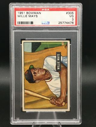 1951 Bowman 305 Willie Mays Hof Rc Psa 3 - Centered & High End For Grade