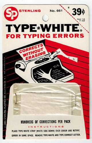 Vintage Typewriter Correction Packaging.  1965 Mad Men Era Office Supply.