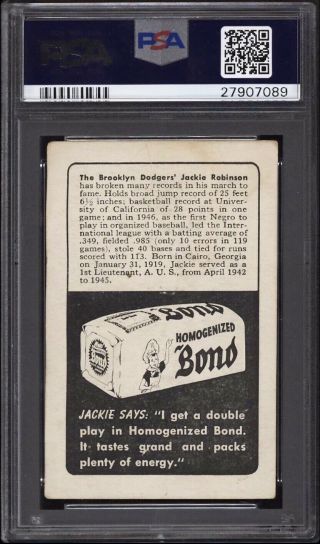 1947 Bond Bread Jackie Robinson Portrait True Rookie RC PSA 2,  Important Card 2