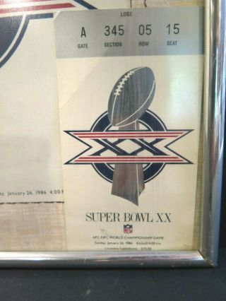 1986 Bowl Xx Chicago Bears England Patriots Ticket Stub Program Cover