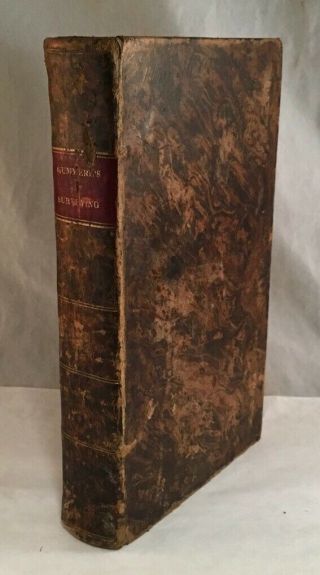 Antique Fine Leather Bound Book A Treatise On Surveying By Gummere 1832
