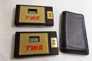2 Vintage Twa Airlines Travel Alarm Clocks By Howard Miller,  1 Has Case,  Collect