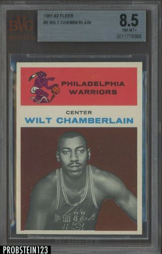 1961 Fleer Basketball 8 Wilt Chamberlain Warriors Rc Rookie Hof Bvg 8.  5 Pop 2