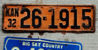1932 Black On Orange Kansas License Plate 26 = Mcpherson County