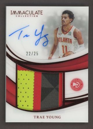2018 - 19 Immaculate Premium Red Trae Young Hawks Rpa Rc 4 - Color Patch Auto /25