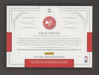 2018 - 19 National Treasures Bronze Trae Young RPA RC 3 - Color Patch AUTO /25 2