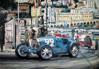 Nicholas Watts Print - " Monaco Grand Prix 1930 " - Signed By Rene Dreyfus