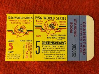 1956 World Series Game 5 Ticket Larsen Perfect Game,  York Yankees