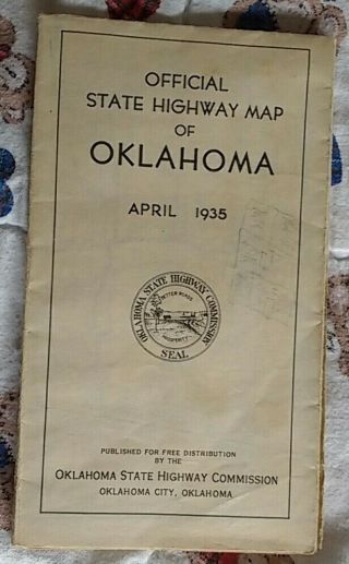 1935 Oklahoma State Highway Commission Official State Highway Map Of Oklahoma
