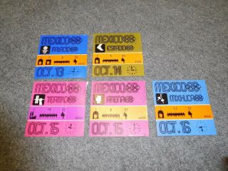 Mexico City 1968 Olympic Ticket Stub Grouping.  And