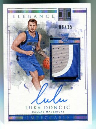 2018 - 19 Impeccable Elegance Rookie Luka Doncic Holo Silver Patch Auto Rc 06/25