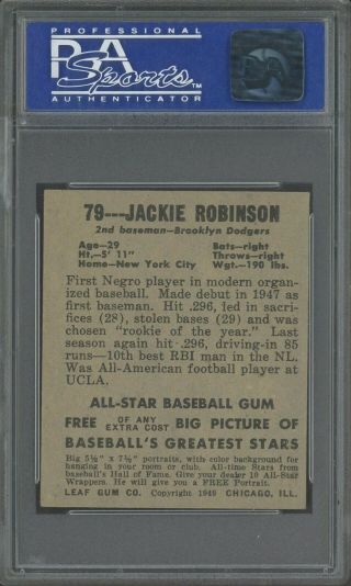 1948 Leaf 79 Jackie Robinson Dodgers RC Rookie HOF PSA 7 RAZOR SHARP CORNERS 2
