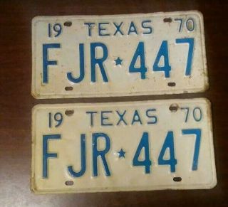 1970 Texas Truck License Plate - Pair (fjr - 447)