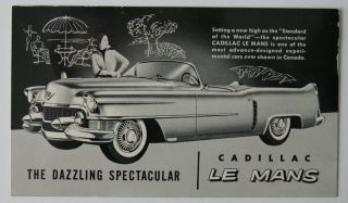 Cadillac Le Mans 1954 Dealer Postcard - English - Canada