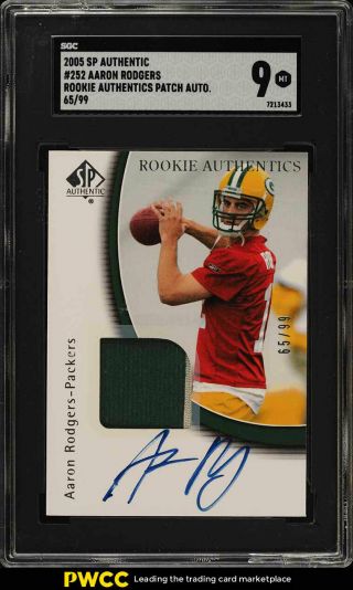 2005 Sp Authentic Aaron Rodgers Rookie Rc Auto Patch /99 252 Sgc 9 (pwcc)