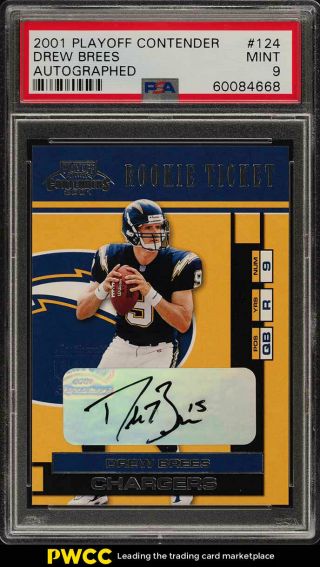 2001 Playoff Contenders Drew Brees Rookie Rc Auto 124 Psa 9 (pwcc)