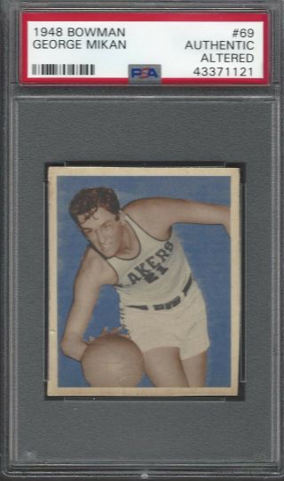 Psa Authentic - 1948 Bowman 69 George Mikan Rc (missing Red Ink) Lakers Hof