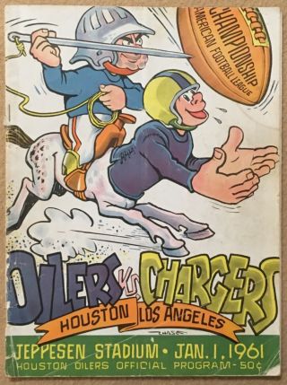 1960 Afl Championship Game Program 1st Ever Los Angeles Chargers Houston Oilers