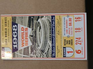 1968 World Series Game 1 Ticket St Louis Cardinals Detroit Tigers Gibson 17k’s